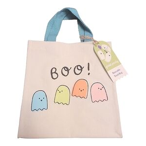 NWT Halloween Bag Pastel Ghosts Trick or Treat Bag Reusable Cotton Candy Tote